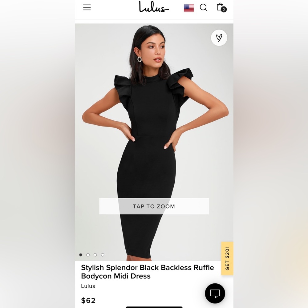 Lulus Stylish Splendor Black Ruffle Bodycon Midi Dress
